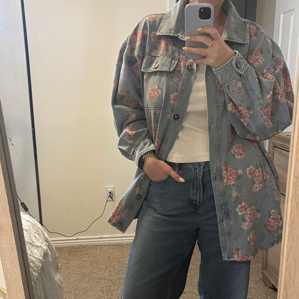 Bibi Floral Denim Jacket-Size XL - Picture 6 of 6